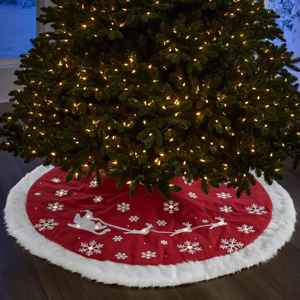 LED Snowflake Tree Skirt - Red