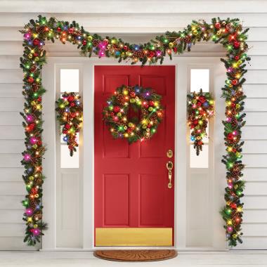 The Cordless Prelit Chateau de Villette Holiday Trim (Wreath ...