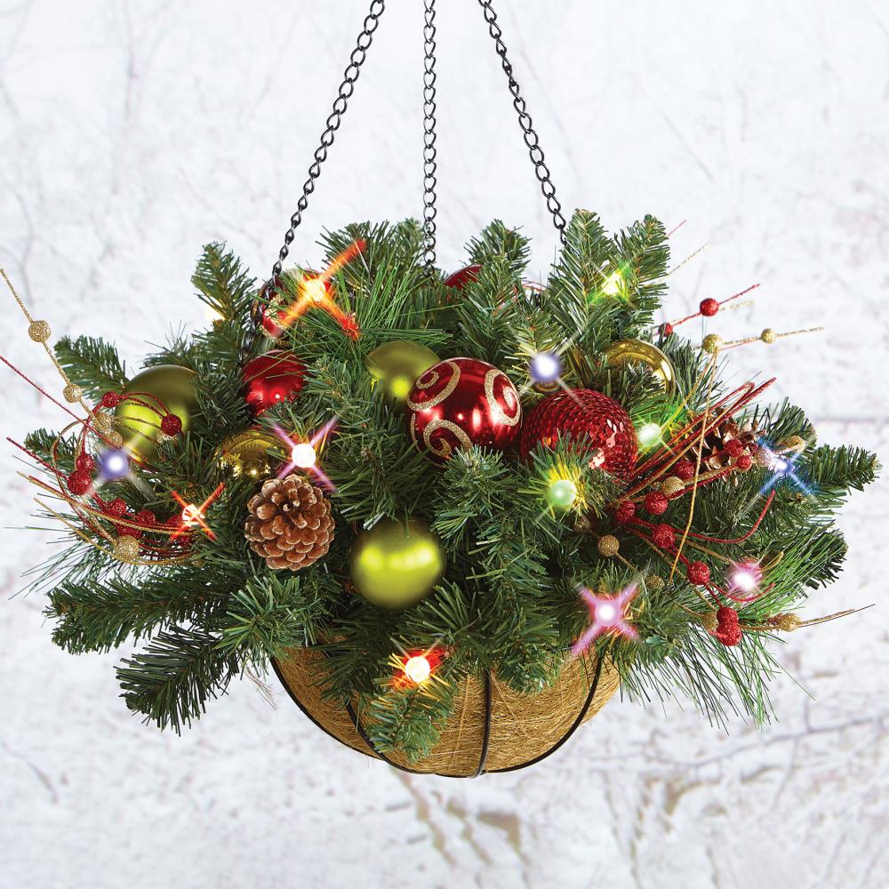 Cordless Prelit Ornament Holiday Trim - Hanging Basket - White