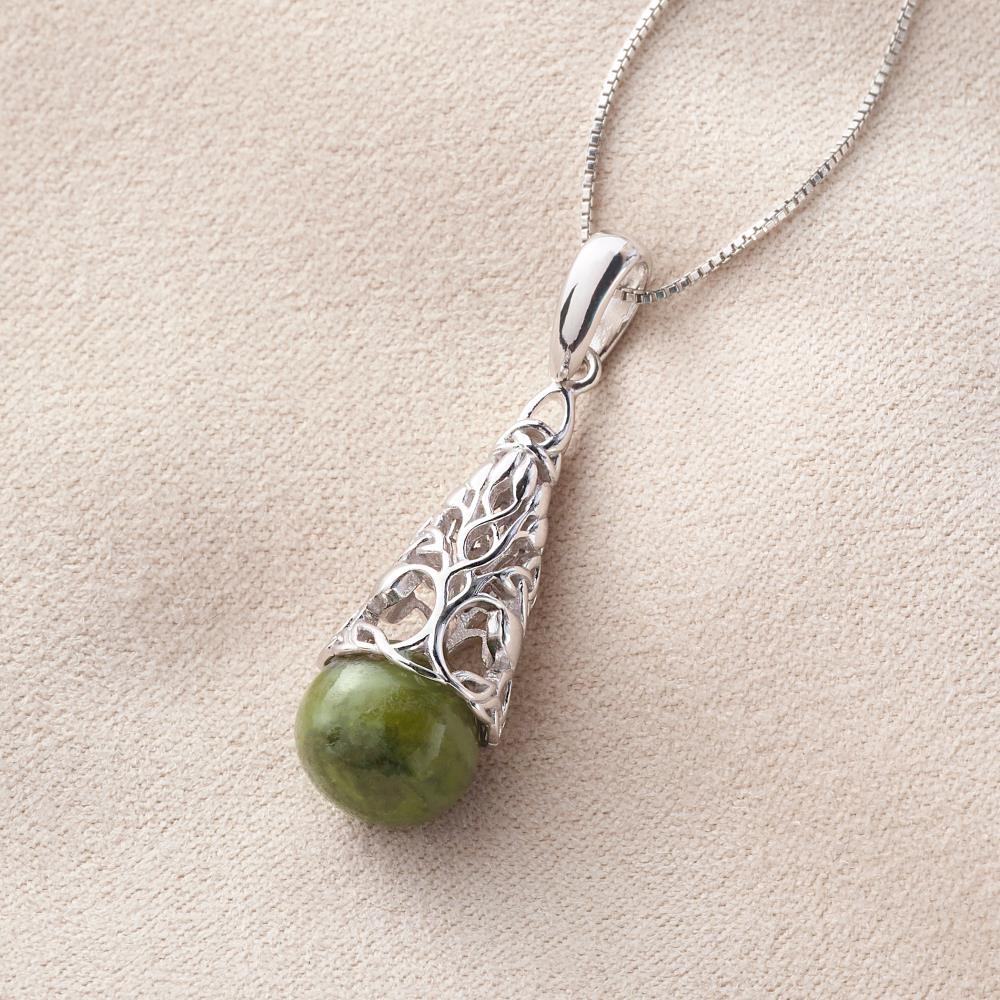 Tree Of Life Connemara Marble Pendant - Silver
