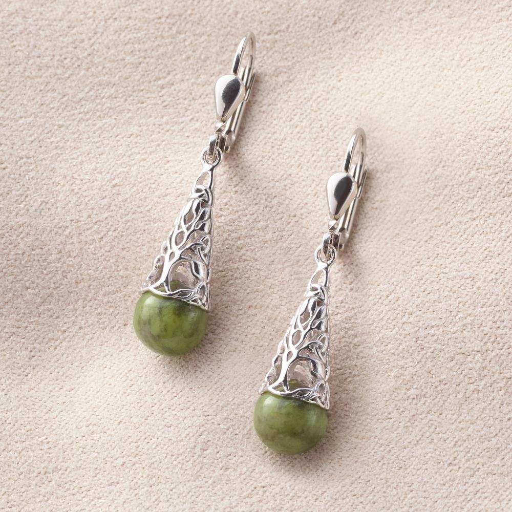 Tree Of Life Connemara Marble Earrings - Silver
