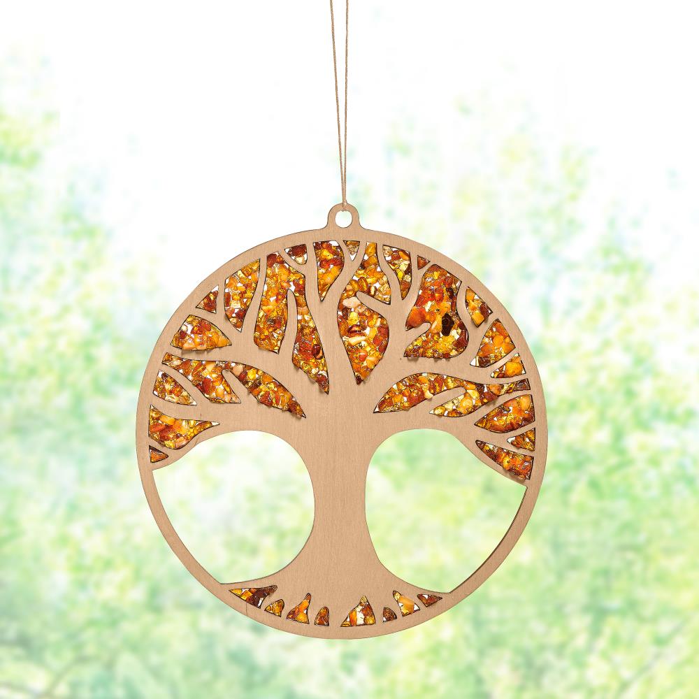 Handset Baltic Amber Tree Of Life Suncatcher