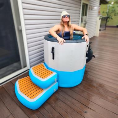 The Inflatable Cold Plunge Barrel with Steps