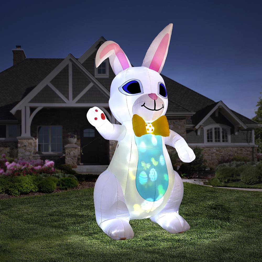 15' Inflatable Lightshow Easter Bunny , Holiday Yard Decorations