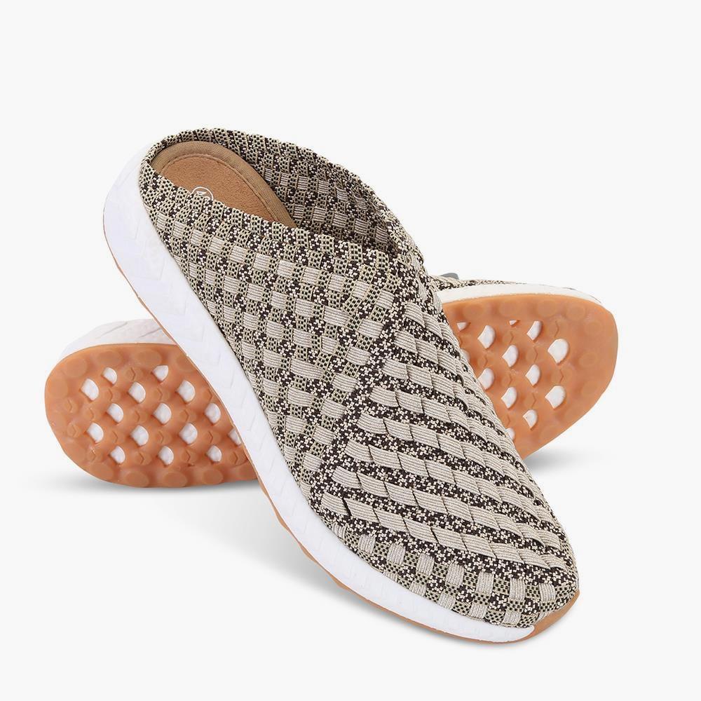 Woven Stretch Comfort Slides - Silver