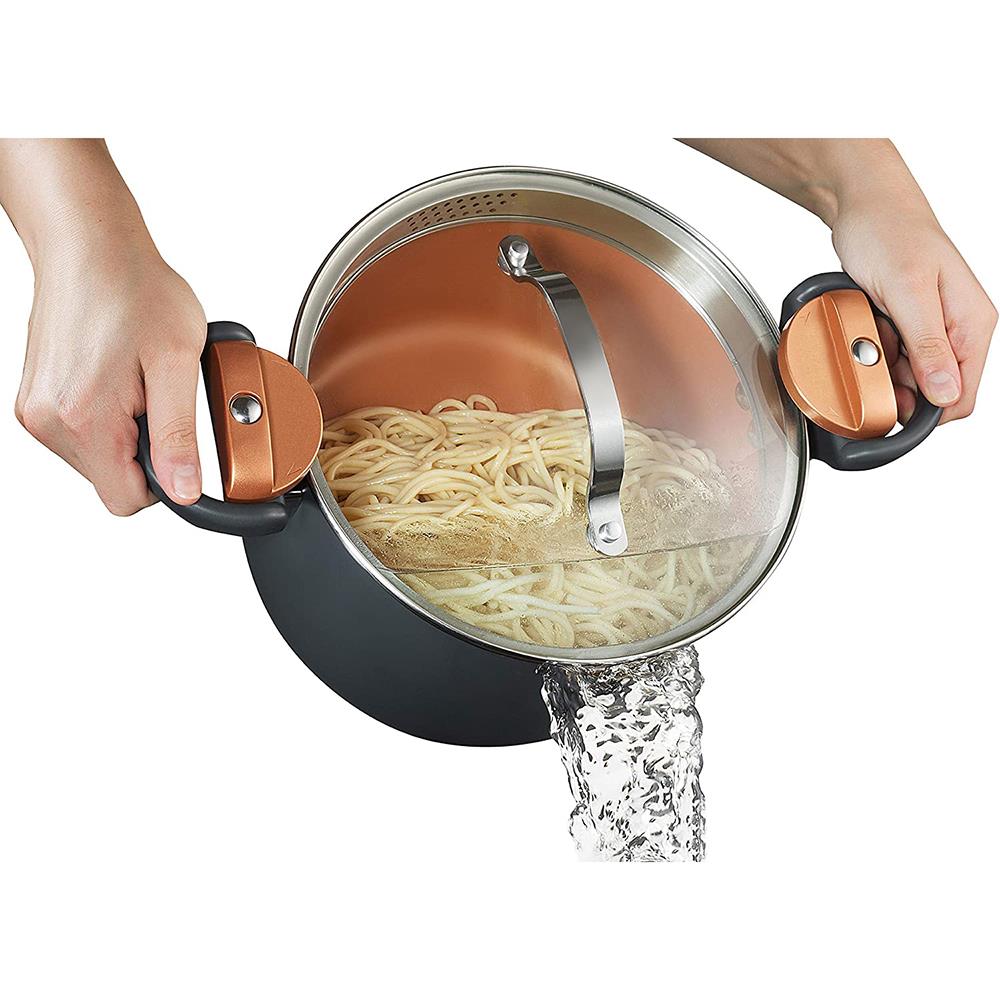 The Self-Draining Non-Stick Pasta Pot - Hammacher Schlemmer