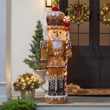 The 6' Glittering Gingerbread Nutcracker