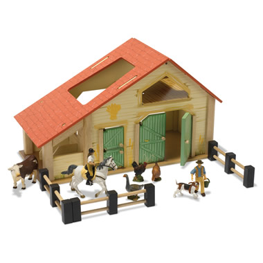 The Wooden Barn Set Hammacher Schlemmer