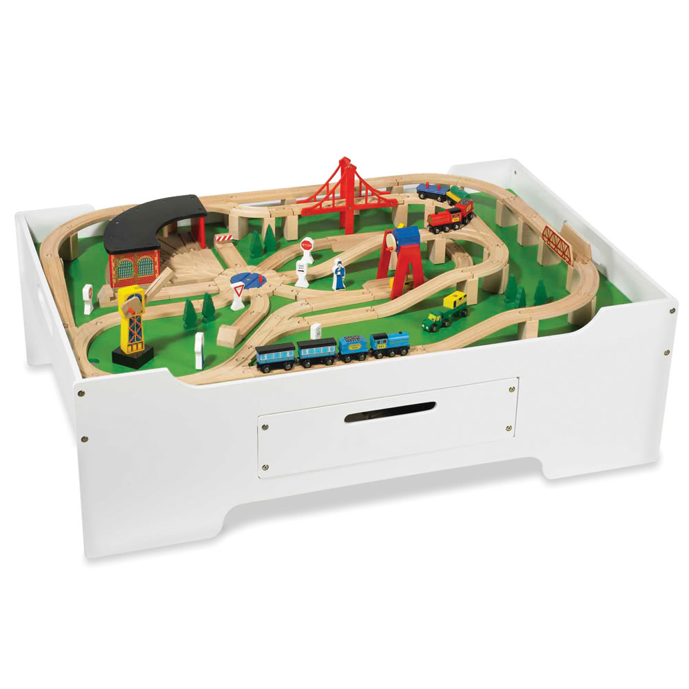 The Wooden Train And Table Set - Hammacher Schlemmer