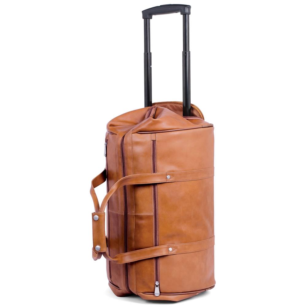 Rolling Widemouth Leather Weekend Bag