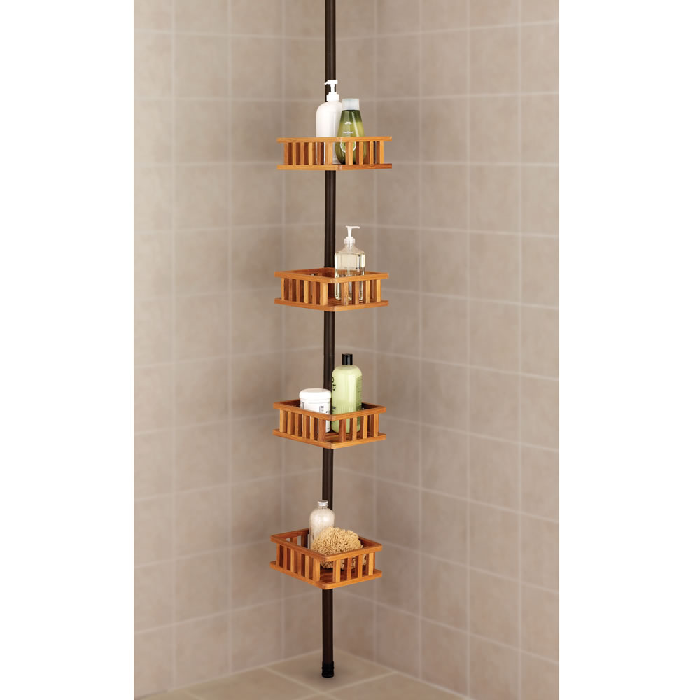 Easy Bathroom Organization: 4-Shelf Shower Caddy with Tension Pole 