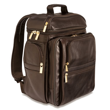 The Executive s Bison Leather Backpack Hammacher Schlemmer