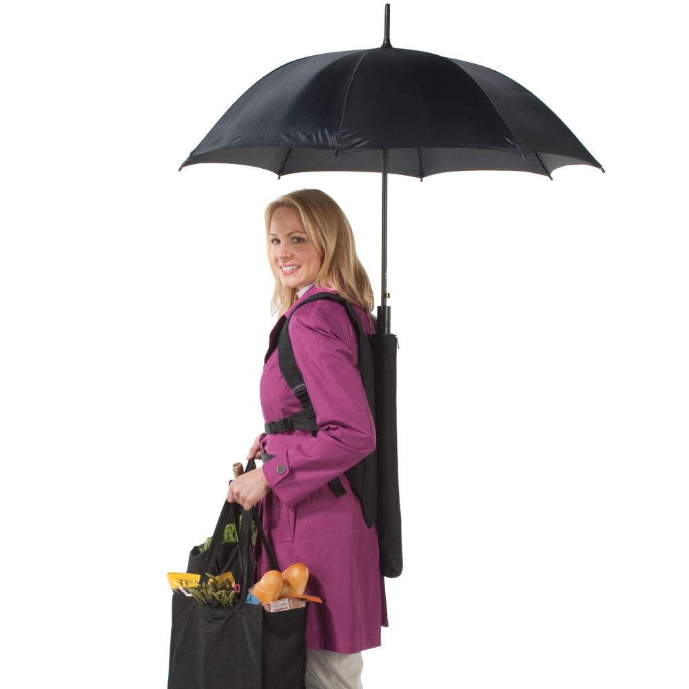 Umbre Excursion Hands-Free Umbrella Backpack, Large Gray Bag, Lots of  Storage