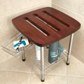 Hammacher Schlemmer Teak Shower Stool