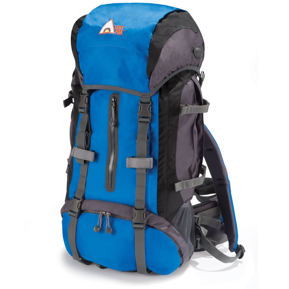 Hiking backpack with shop tent and sleeping bag