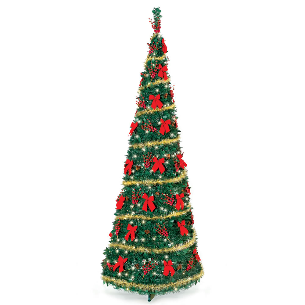 The Cordless Prelit Pop Up Christmas Tree (9') - Hammacher 