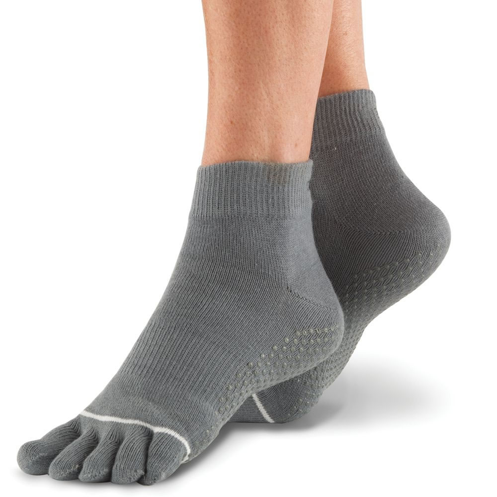 ToeSox Women's Grip Full Toe Ankle Socks, Large Heather Grey, Socks -   Canada