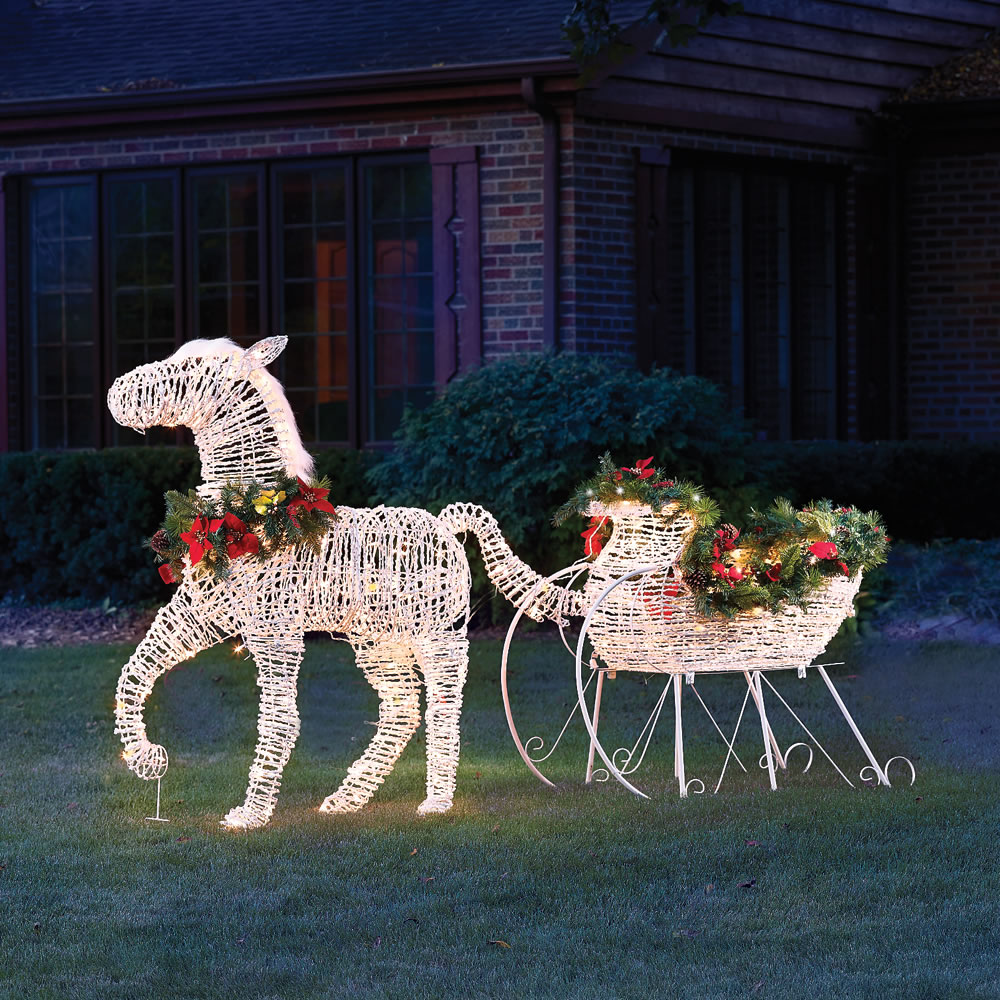 The Lighted Holiday  Horse Drawn Sleigh Hammacher Schlemmer