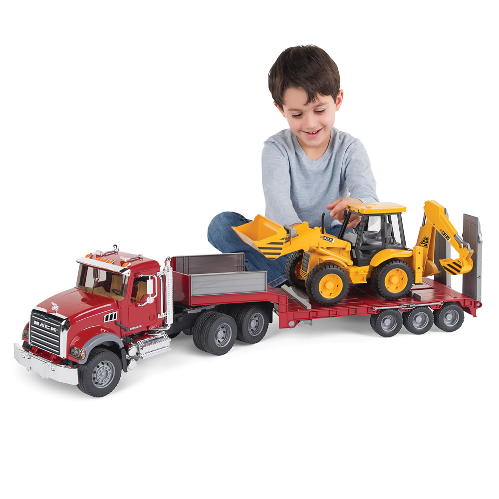 bruder semi truck with backhoe