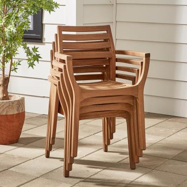 The Wegner Inspired Stacking Deck Chairs Hammacher Schlemmer