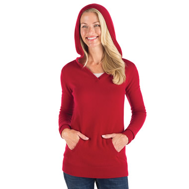 The Lady's Washable Cashmere Lounge Hoodie - Hammacher Schlemmer