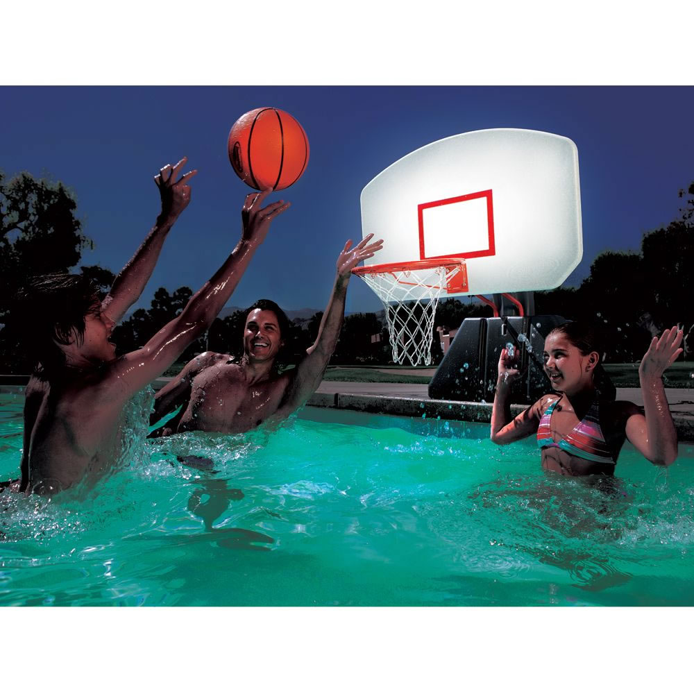 The Lighted Poolside Basketball Hoop - Hammacher Schlemmer