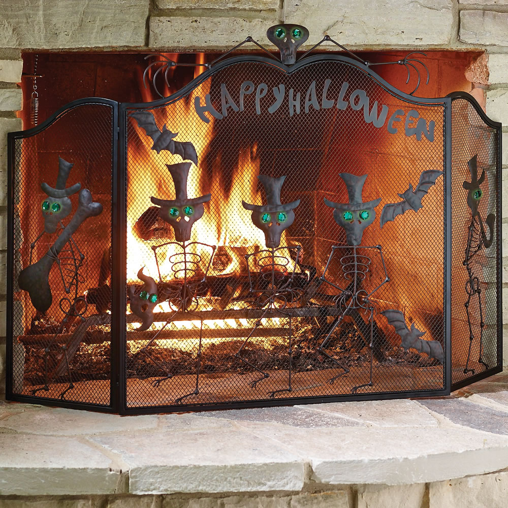 The Halloween Fireplace Screen Hammacher Schlemmer