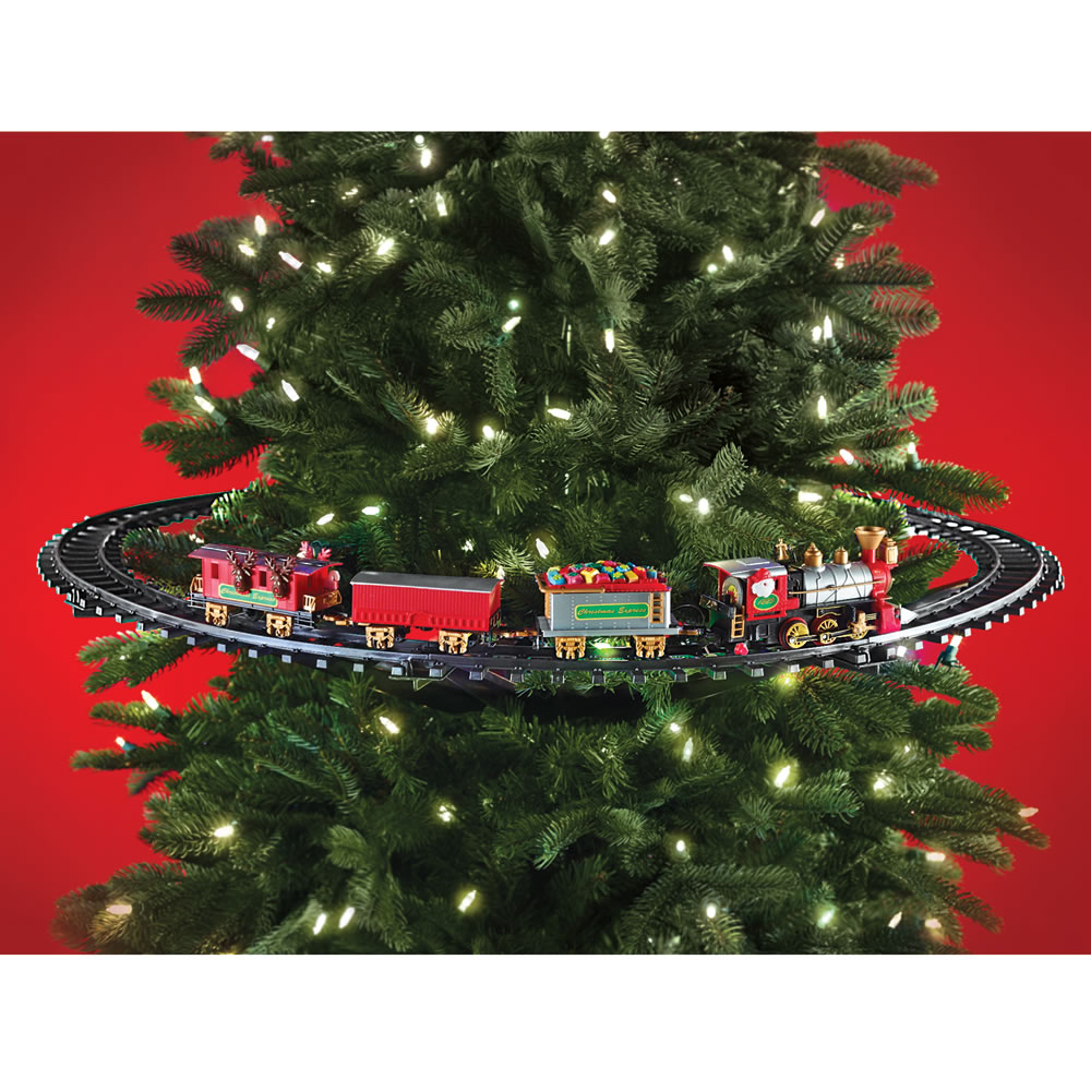 christmas tree with a train