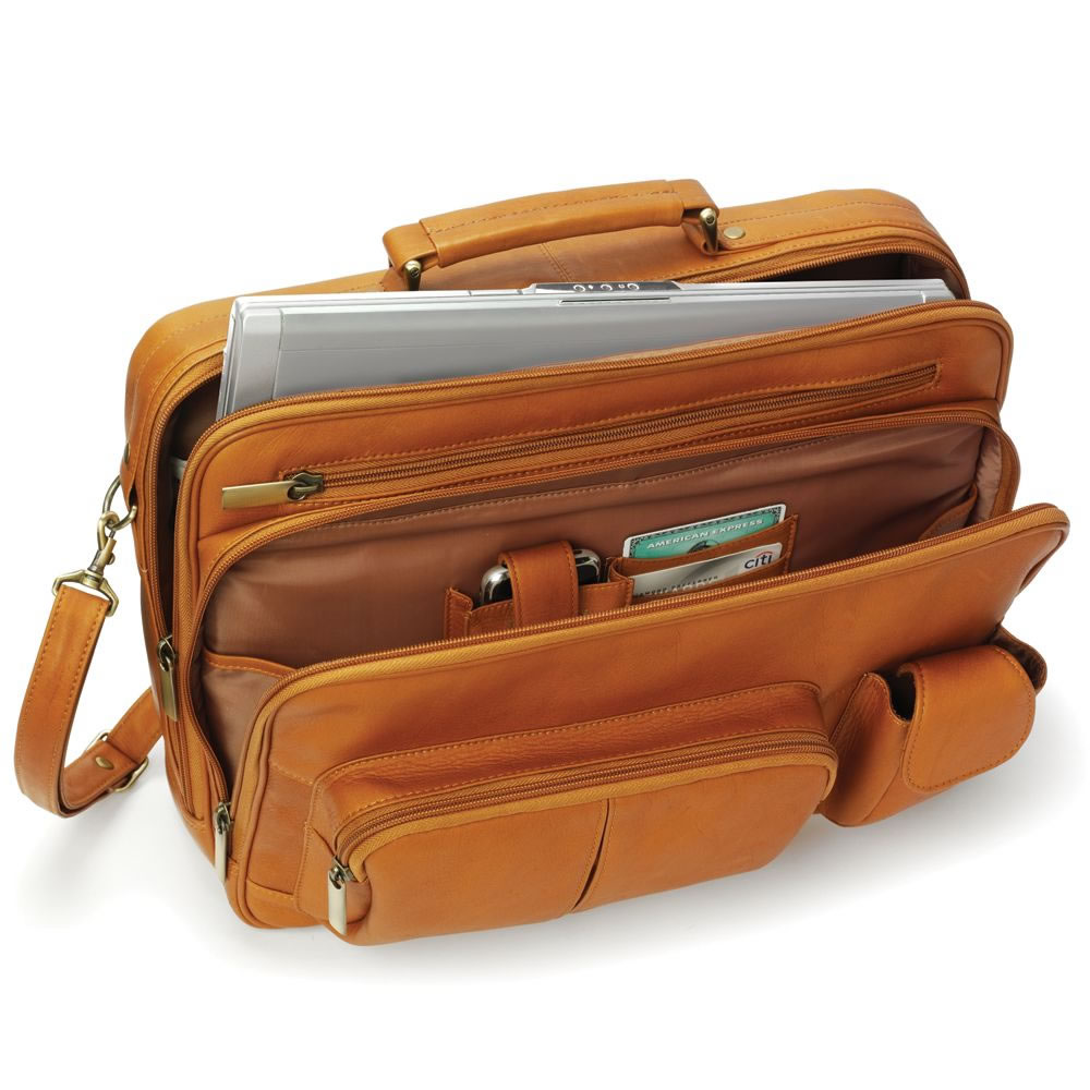The Rolling Widemouth Leather Underseat Carry On - Hammacher Schlemmer