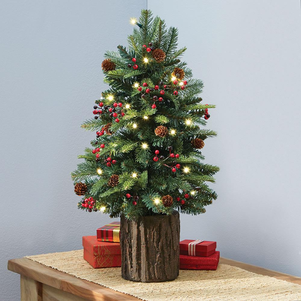 24in Tabletop Christmas Tree Small Mini Artificial With LED Light &  Ornaments