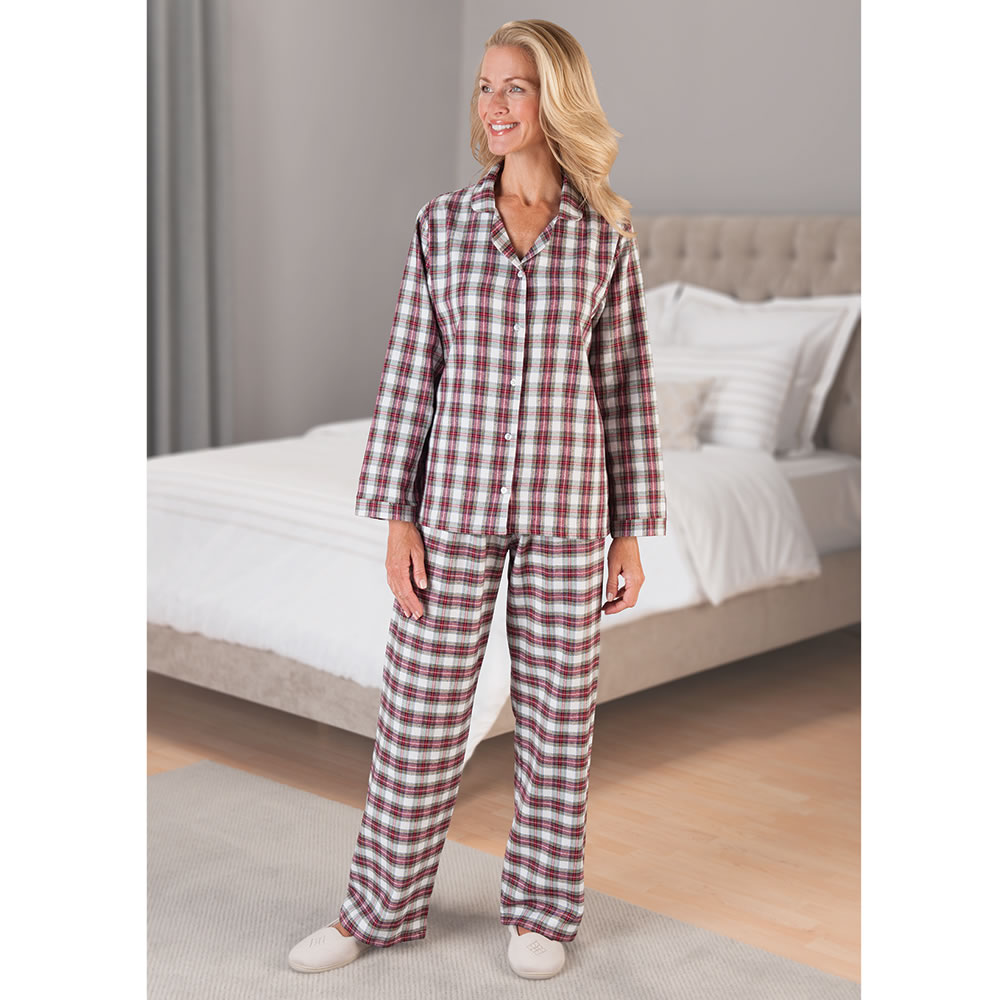Women's Flannel Pyjamas - Maroon Navy Check (LV10)