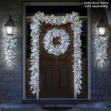 The Cordless Prelit Snowy Bough Light Show Wreath
