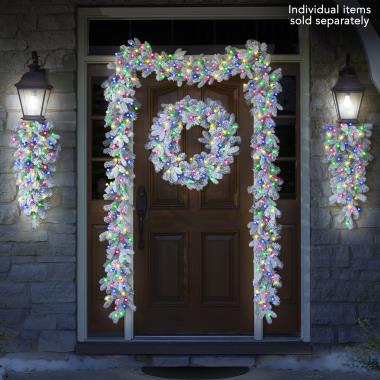 The Cordless Prelit Snowy Bough Light Show Trim