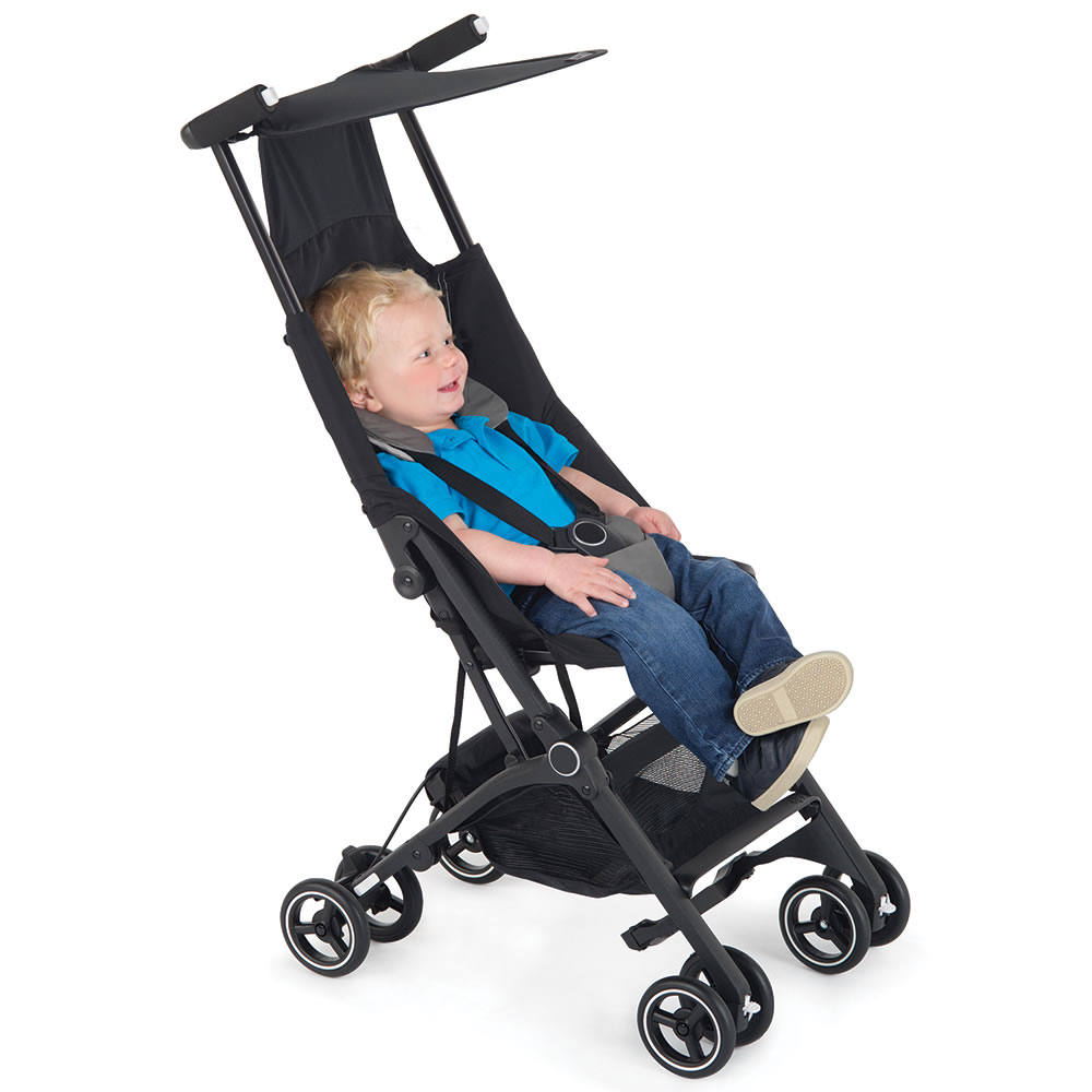 Сидячая коляска для детей. Goodbaby GB Pockit Compact Folding traveling Baby Stroller - Monument Black. Раскладывающаяся коляска. Коляска складывается.