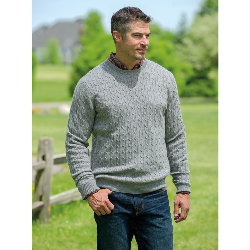 The Washable Cashmere Cable Crew Sweater - Hammacher Schlemmer