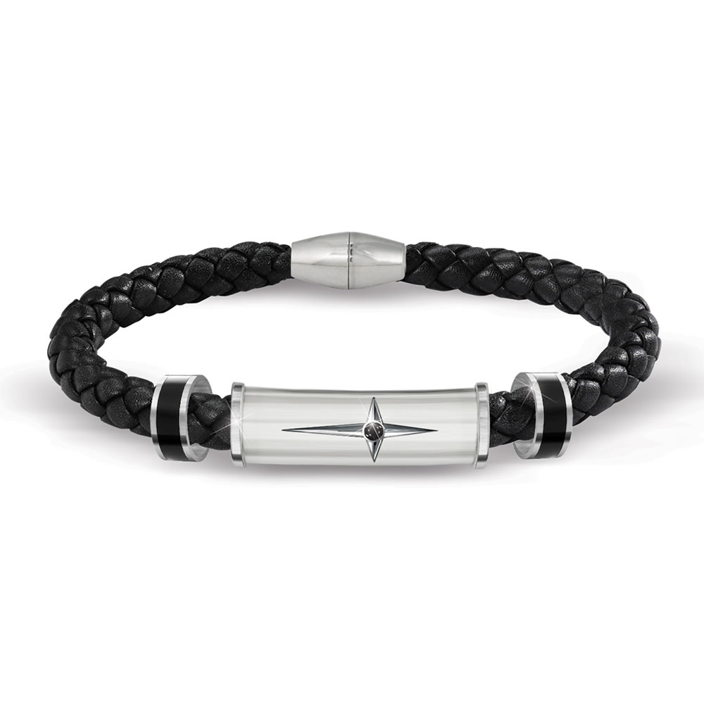 Son And Grandson's Protection And Strength Leather Bracelet - Black
