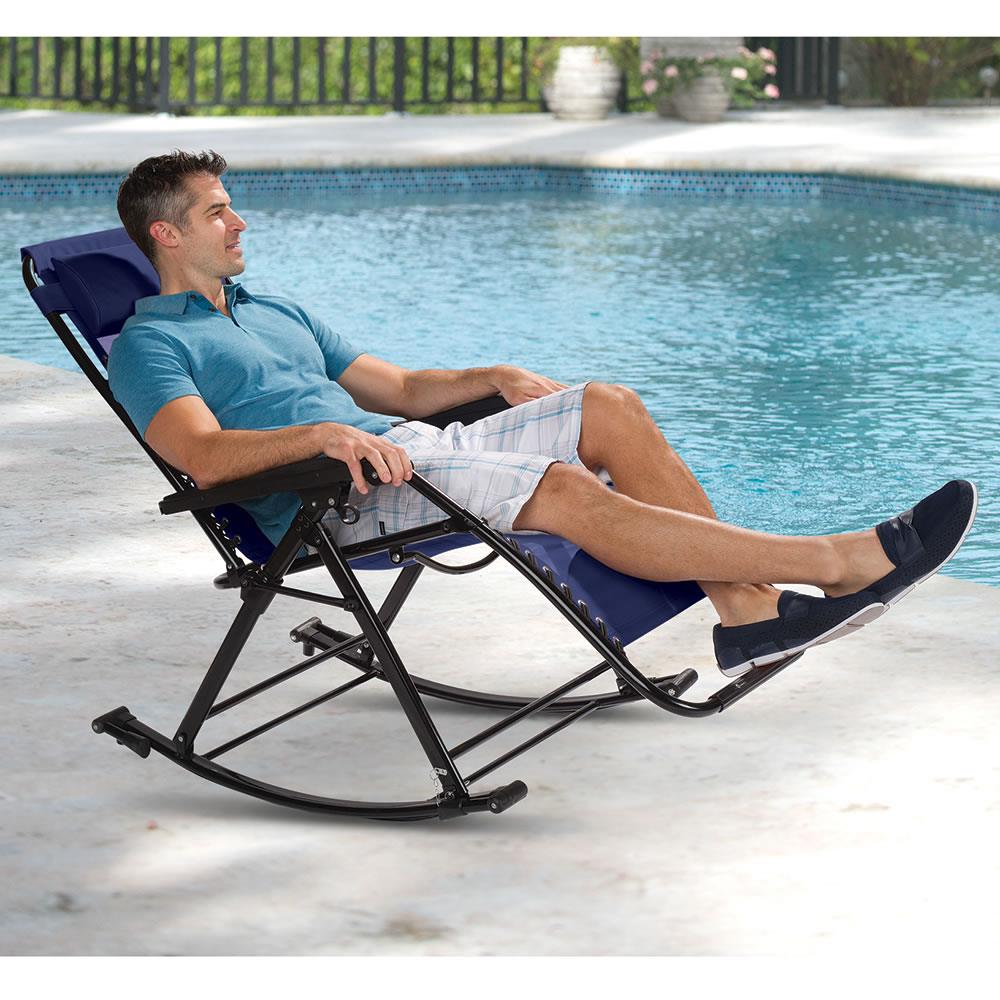 Zero Gravity Cool Mesh Rocker Chair Navy Ergonomic Portable Folding Ergo Lounger 