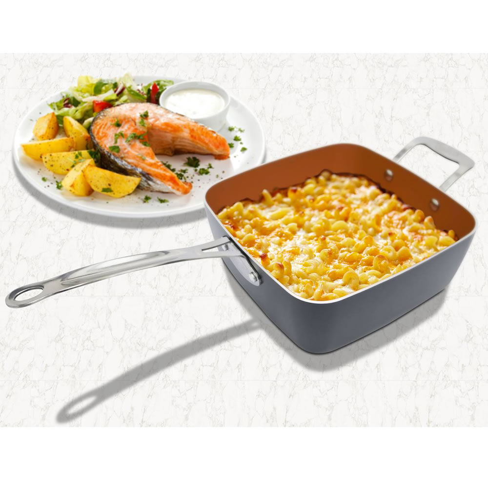 Gotham Steel Nonstick Square Deep Frying Pan, 9.5” Large Cooking Pan with  Ceramic Nonstick Coating, 4 Pc Titanium Ceramic with Lid, Basket & Steamer
