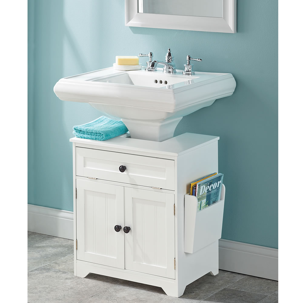 Pedestal Sink Storage Cabinet, Bathroom Under Sink Cabinet with 2 Door