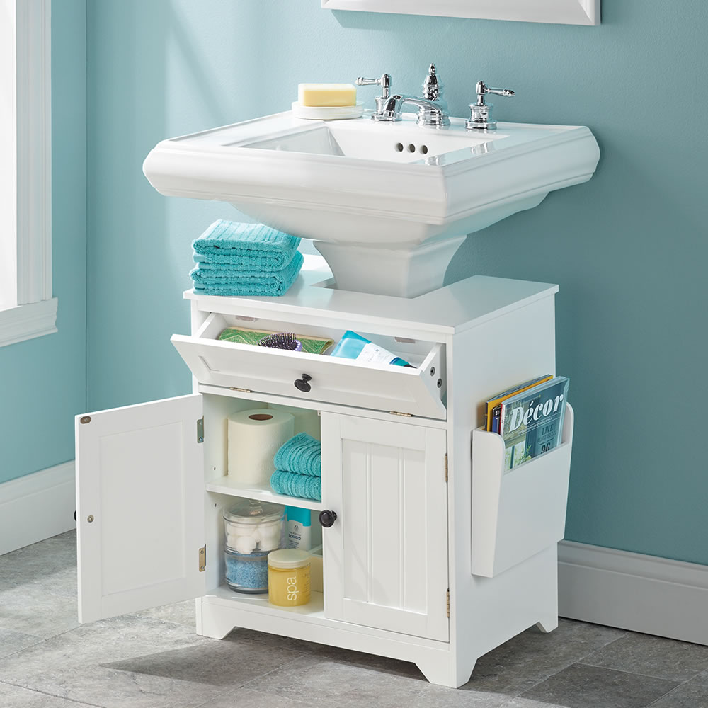 The Pedestal Sink Storage Cabinet - Hammacher Schlemmer