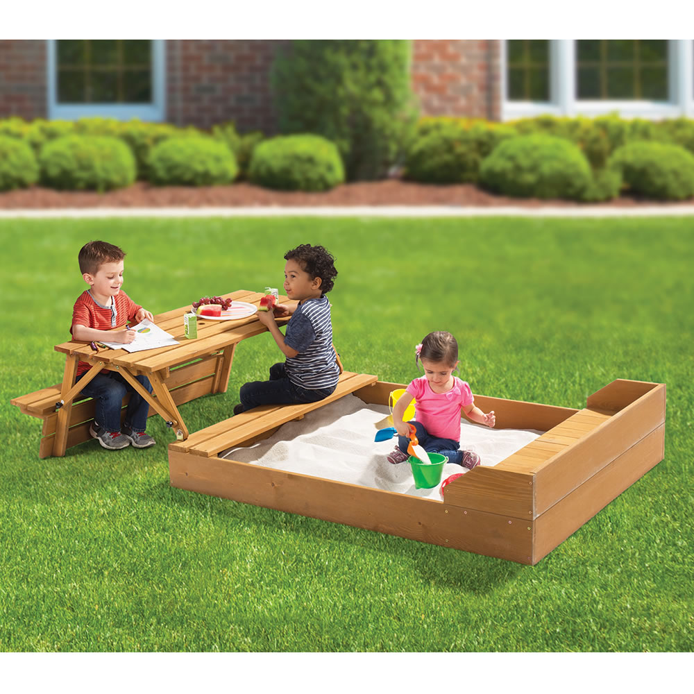 sandbox with picnic table