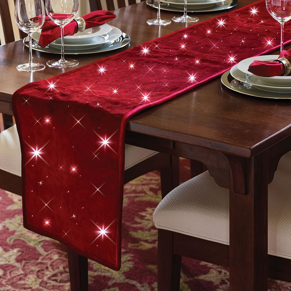 Cordless Twinkling Table Runner - Red