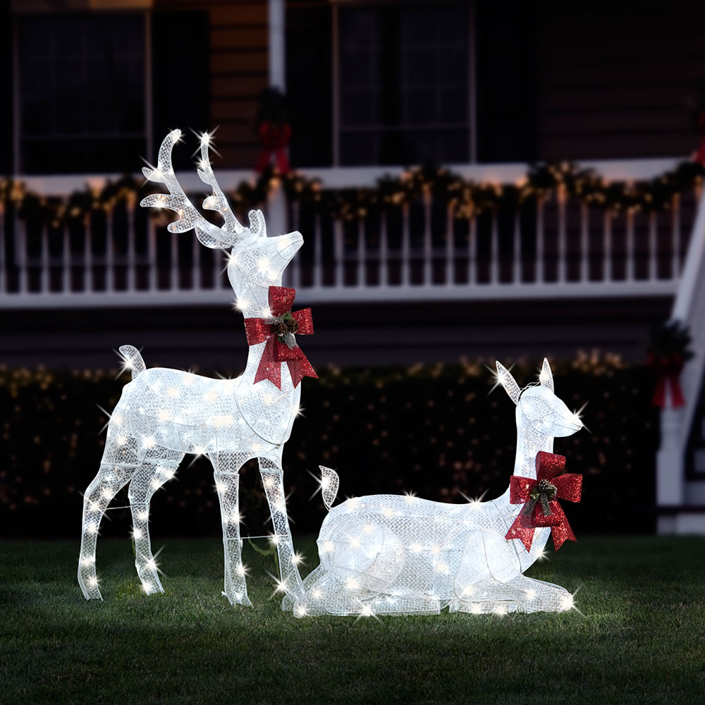 The Glimmering Life Sized Stag and Doe - Hammacher Schlemmer