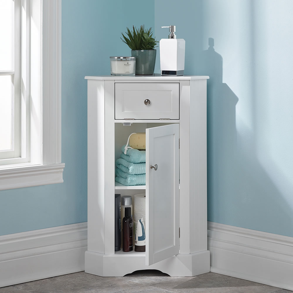 Small corner bath cabinet