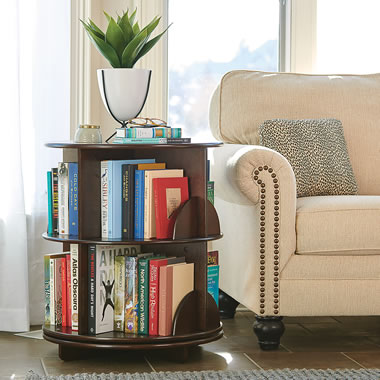 Rotating End Table Hammacher Schlemmer, Round Bookcase End Table