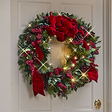 The Cordless Prelit Holly/Berries/Ribbon Holiday Trim