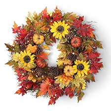 The Cordless Prelit Harvest Wreath