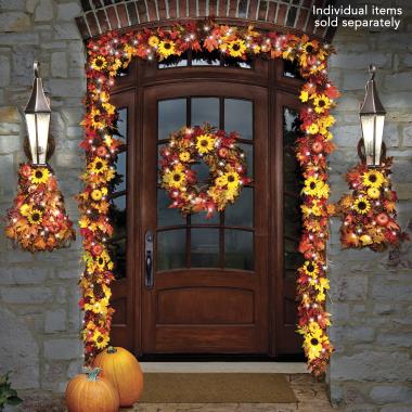 The Cordless Prelit Harvest Trim (Wreath)