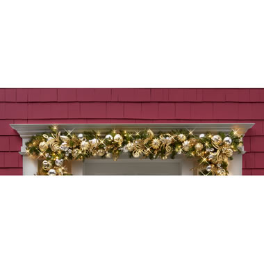 The Cordless Prelit Silver And Gold Holiday Trim (Garland)