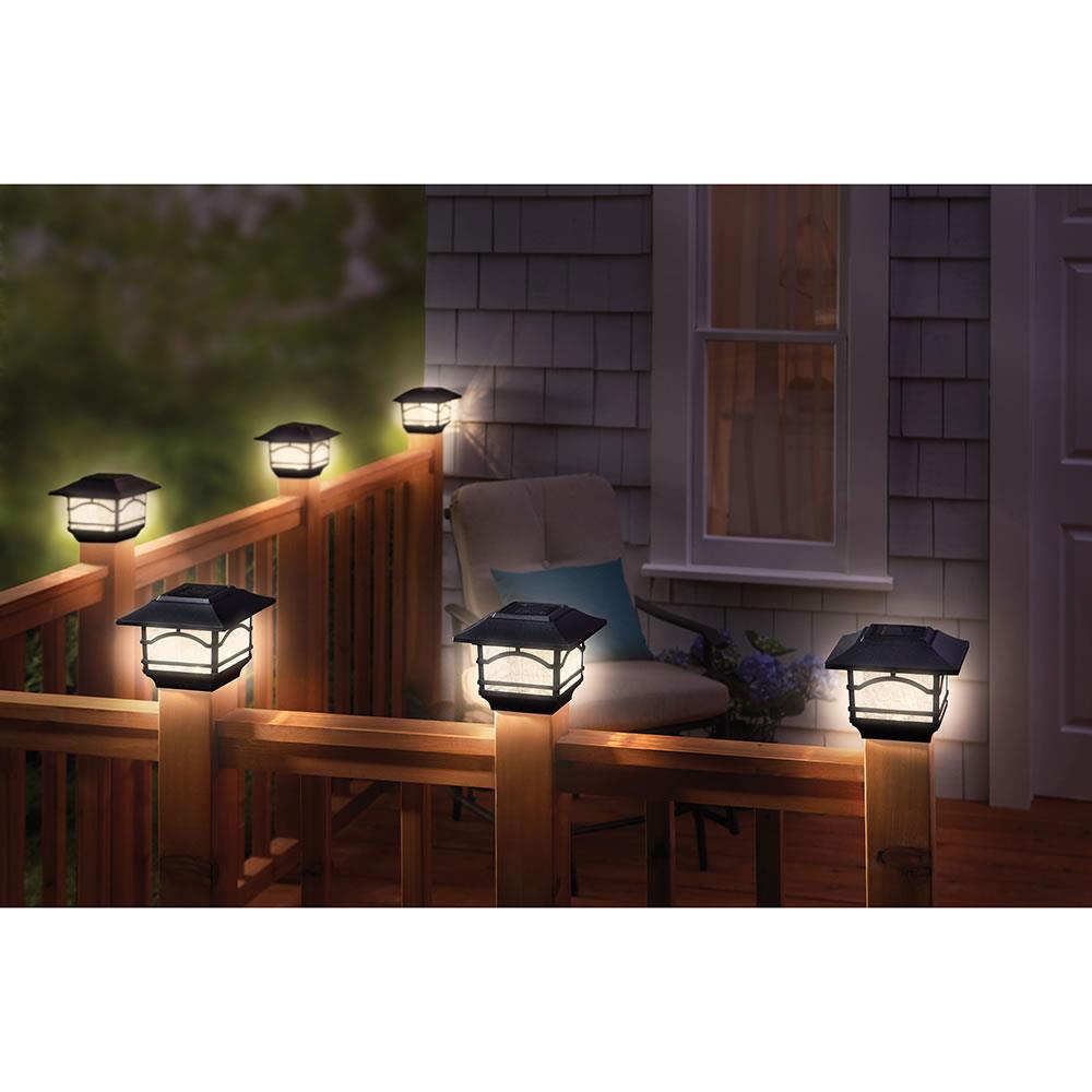 Solar Deck Post Lanterns , Outdoor Lighting & Decor By Hammacher Schlemmer